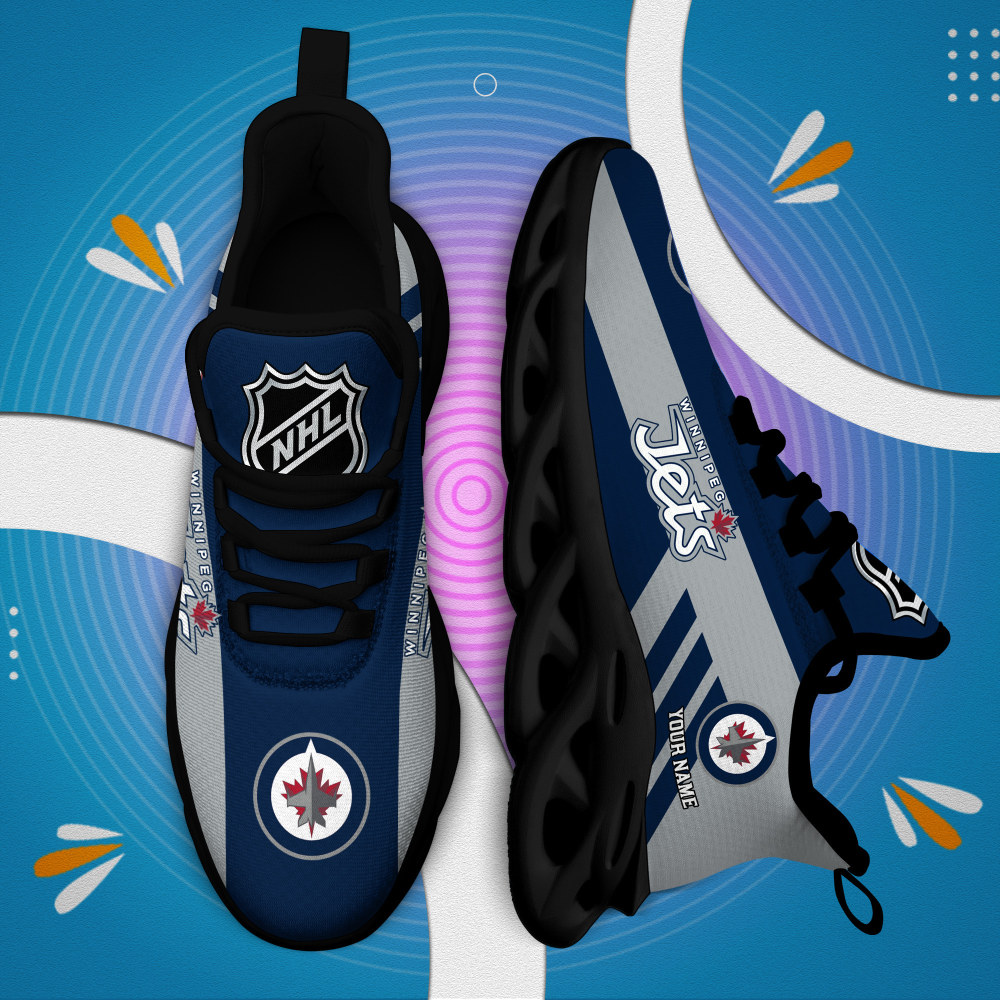 Custom Name Winnipeg Jets PERSONALIZED MAX SOUL SHOES DS004 - Famjoys Custom Name Winnipeg Jets PERSONALIZED MAX SOUL SHOES DS004 - Famjoys