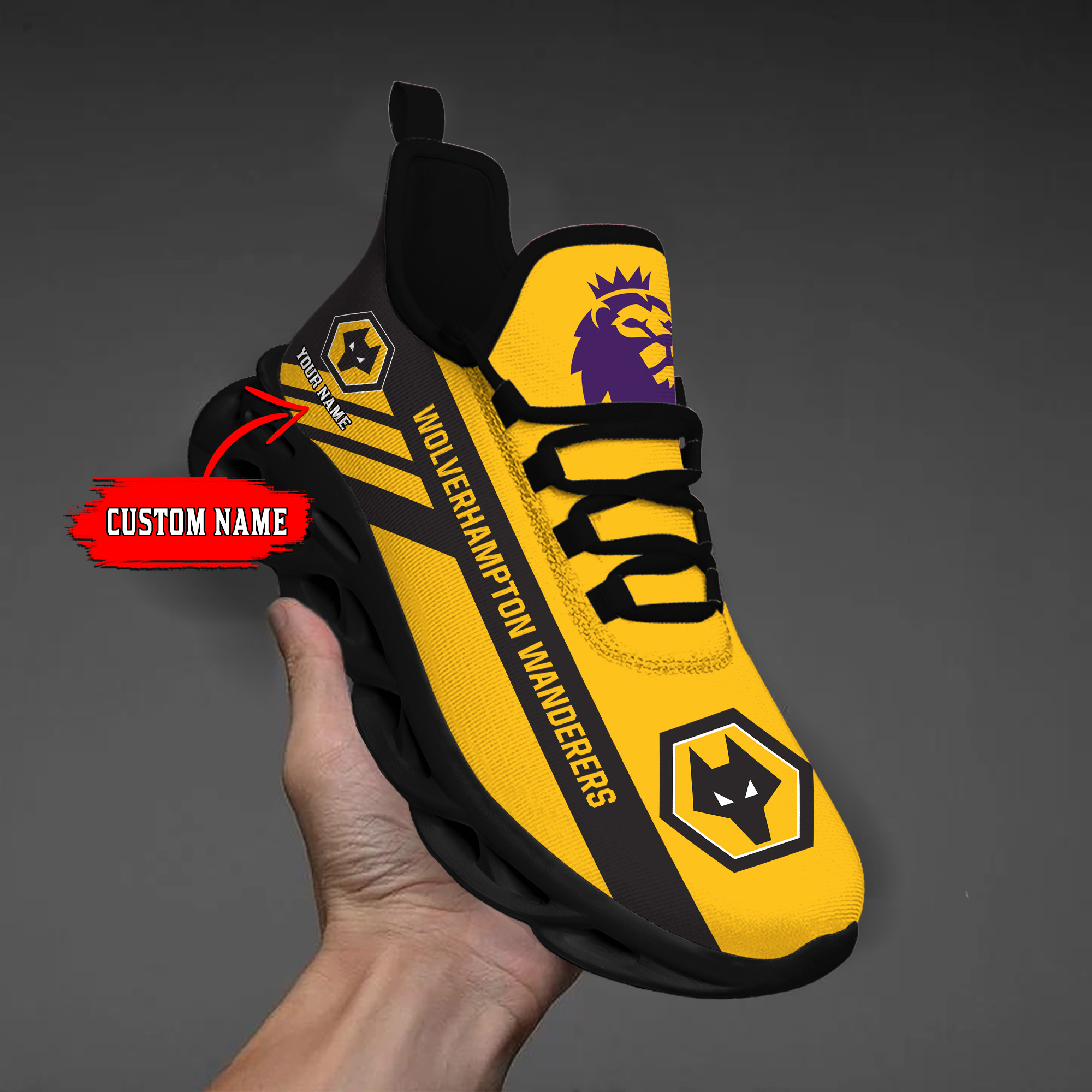 Custom Name Wolverhampton PERSONALIZED MAX SOUL SHOES DS006 EPL - Famjoys Custom Name Wolverhampton PERSONALIZED MAX SOUL SHOES DS006 EPL - Famjoys