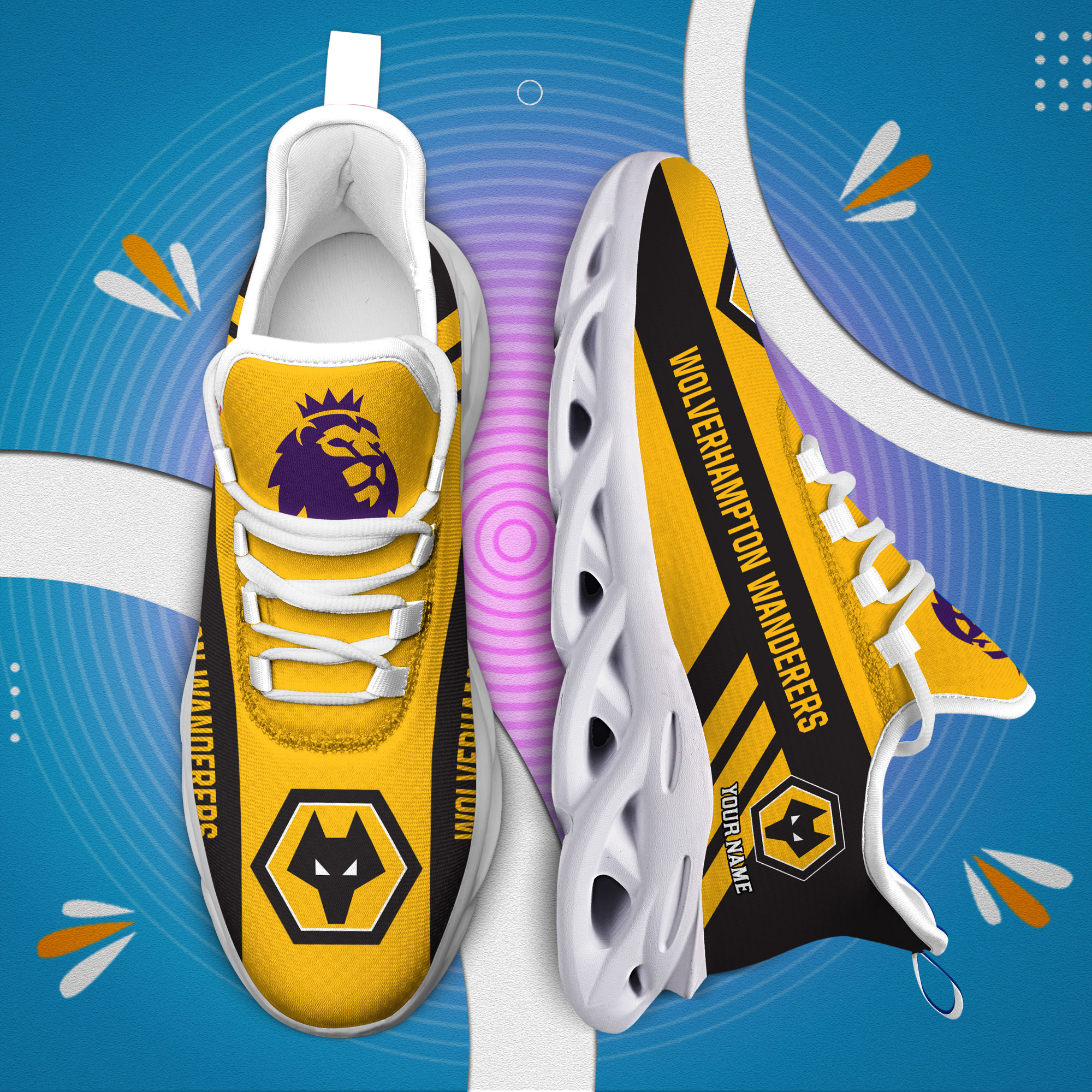 Custom Name Wolverhampton PERSONALIZED MAX SOUL SHOES DS006 EPL - Famjoys Custom Name Wolverhampton PERSONALIZED MAX SOUL SHOES DS006 EPL - Famjoys