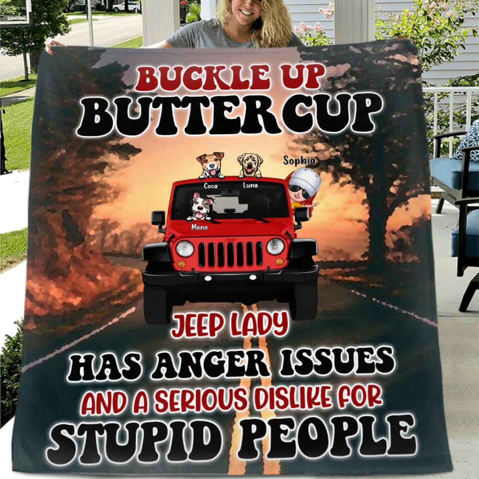 Custom Personalized Jeep Lady Quilt/Fleece Blanket - Famjoys Custom Personalized Jeep Lady Quilt/Fleece Blanket - Famjoys