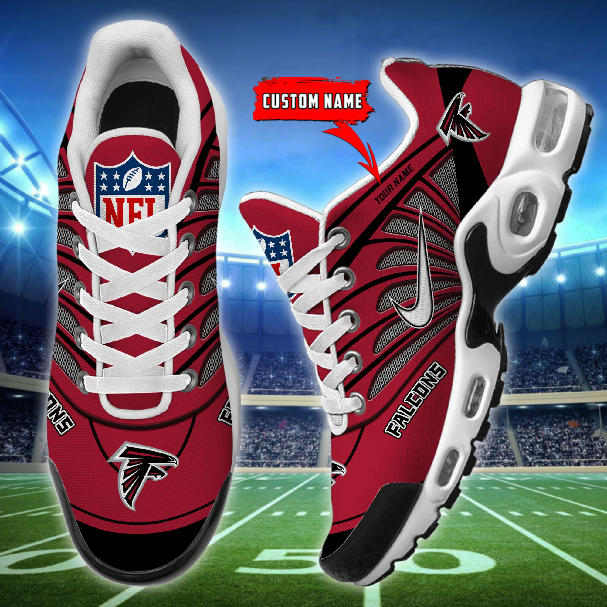 Customize Your Name with Atlanta Falcons Ver 39 Sport Shoes - Famjoys Customize Your Name with Atlanta Falcons Ver 39 Sport Shoes - Famjoys