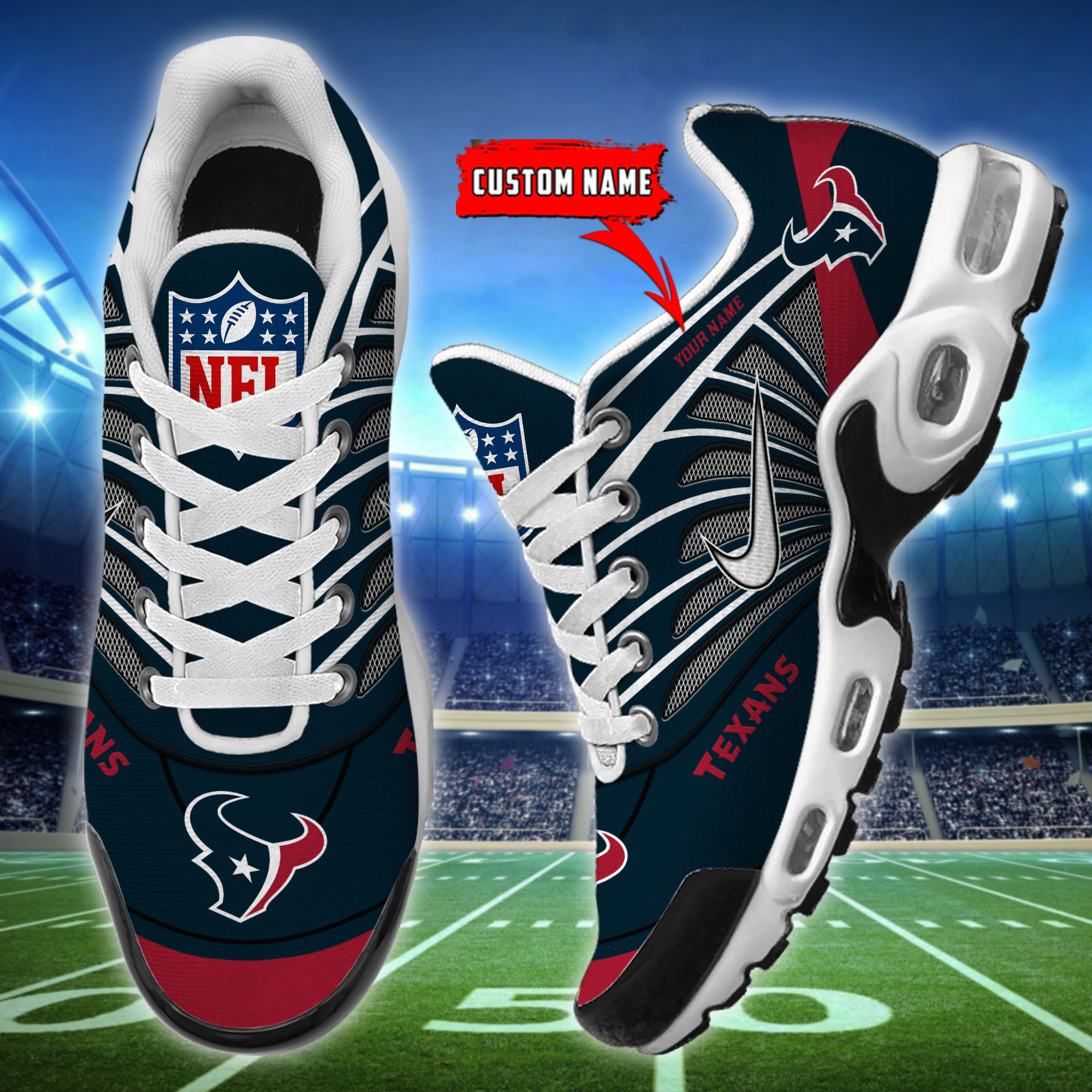 Customize Your Name with Houston Texans Ver 39 Sport Shoes - Famjoys Customize Your Name with Houston Texans Ver 39 Sport Shoes - Famjoys