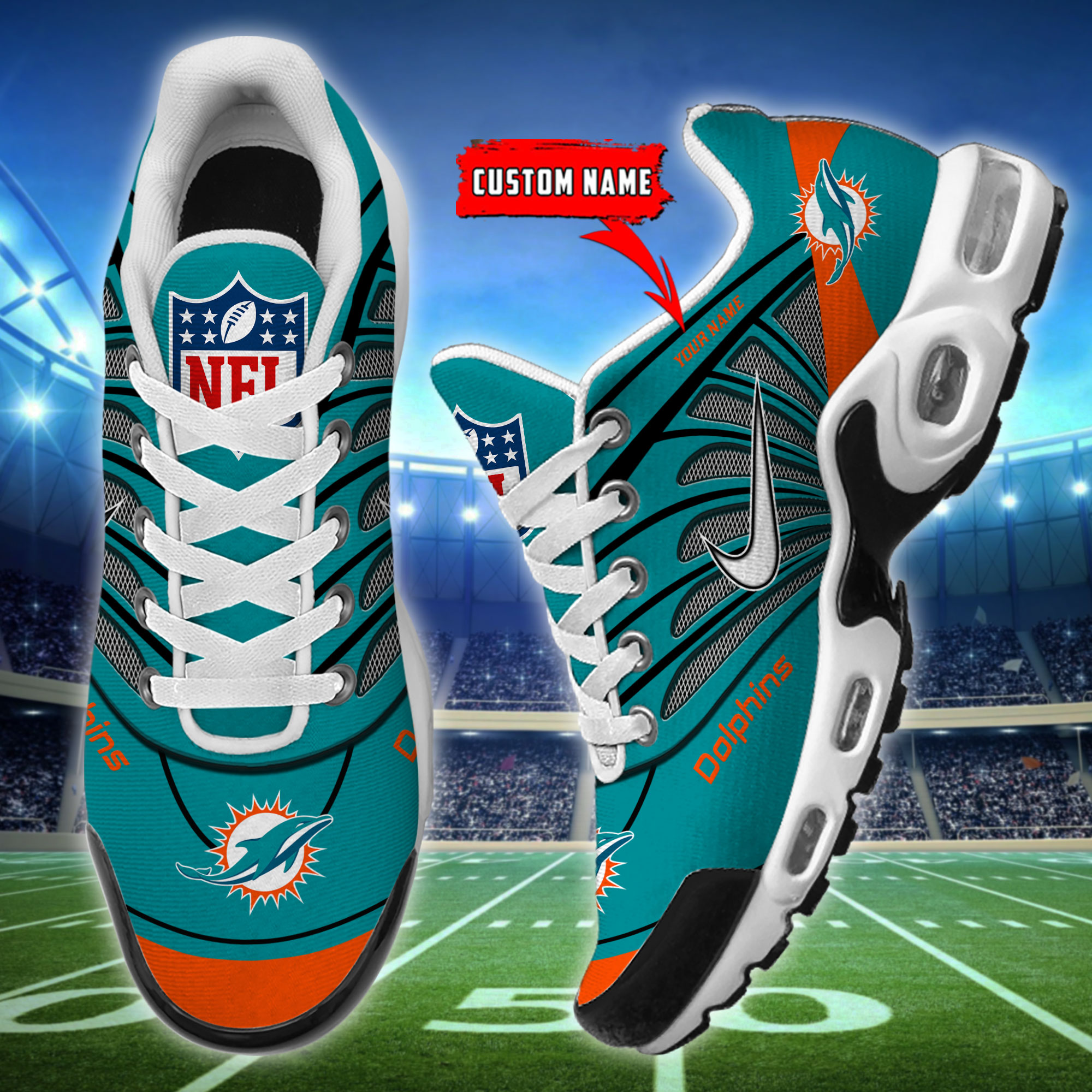 Customize Your Name with Miami Dolphins Ver 39 Sport Shoes - Famjoys Customize Your Name with Miami Dolphins Ver 39 Sport Shoes - Famjoys