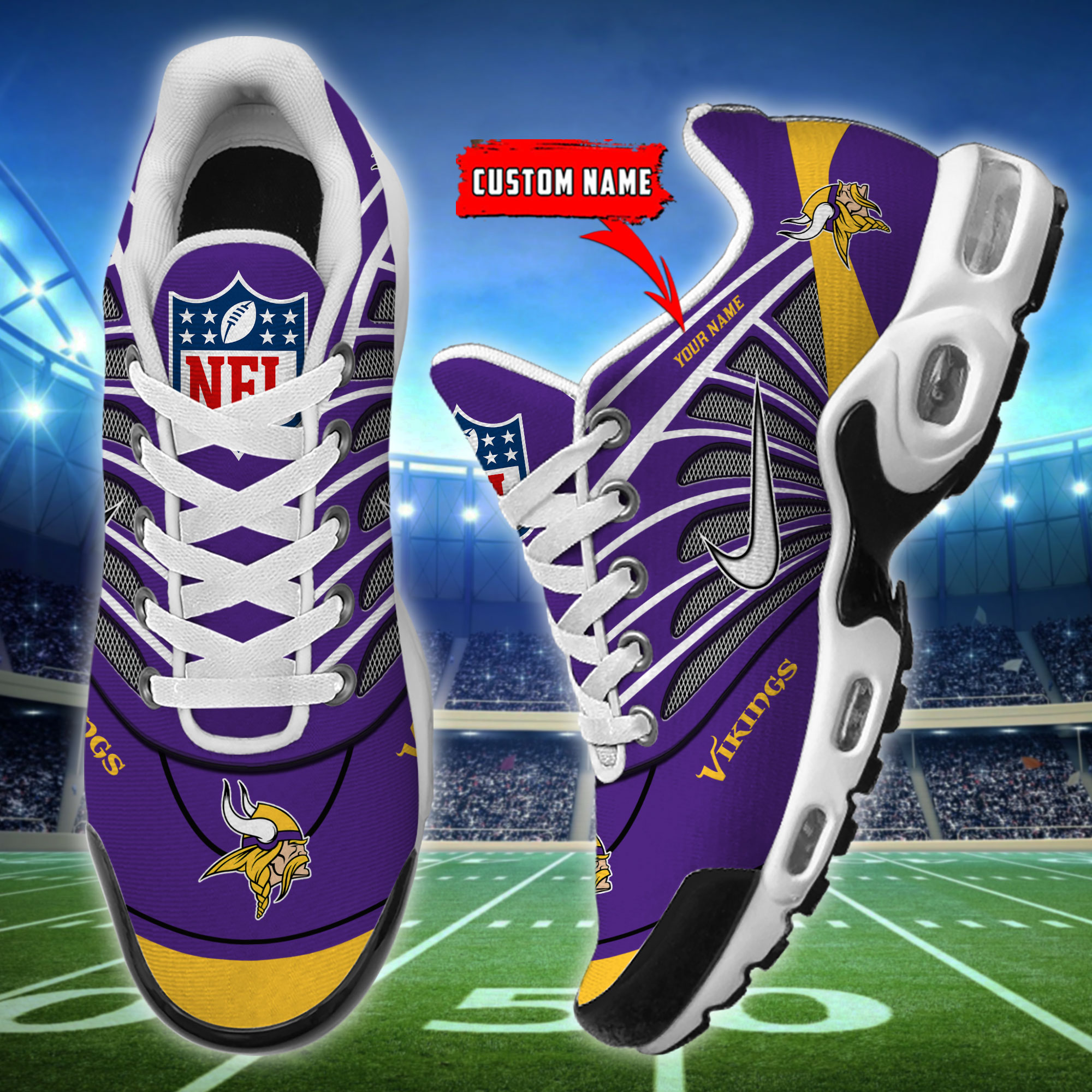 Customize Your Name with Minnesota Vikings Ver 39 Sport Shoes - Famjoys Customize Your Name with Minnesota Vikings Ver 39 Sport Shoes - Famjoys