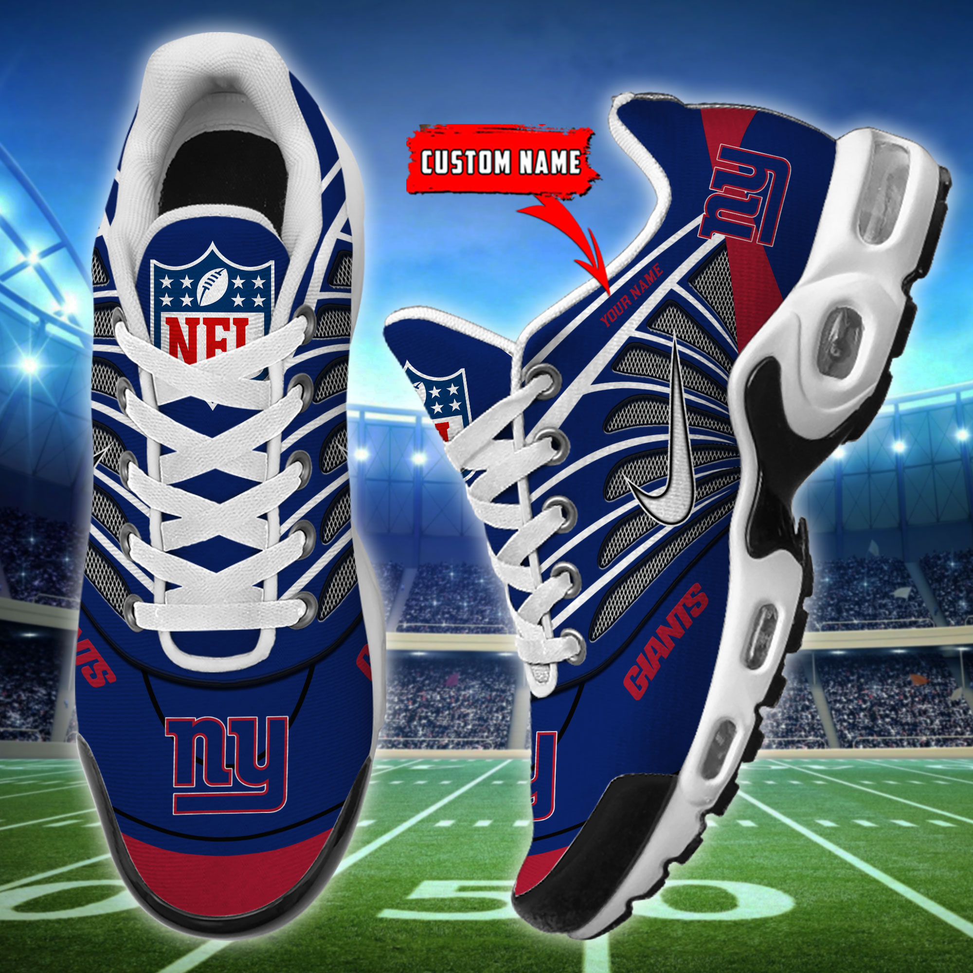 Customize Your Name with New York Giants Ver 39 Sport Shoes - Famjoys Customize Your Name with New York Giants Ver 39 Sport Shoes - Famjoys