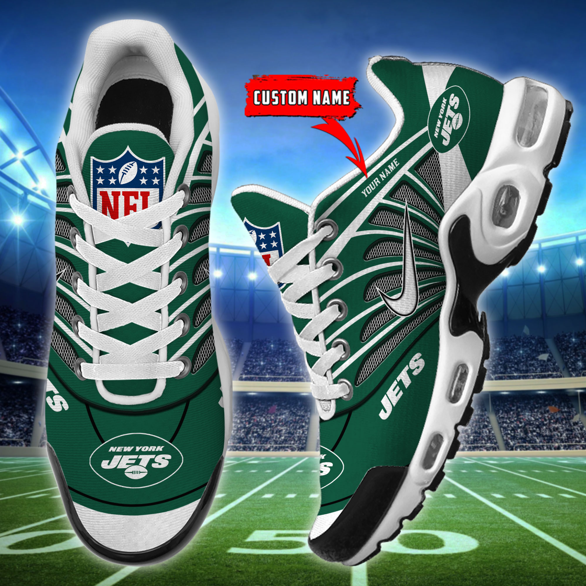 Customize Your Name with New York Jets Ver 39 Sport Shoes - Famjoys Customize Your Name with New York Jets Ver 39 Sport Shoes - Famjoys