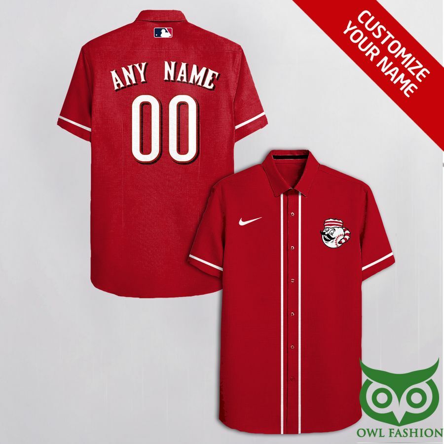 Customized Cincinnati Reds Red With White Hawaiian Shirt - Famjoys Customized Cincinnati Reds Red With White Hawaiian Shirt - Famjoys