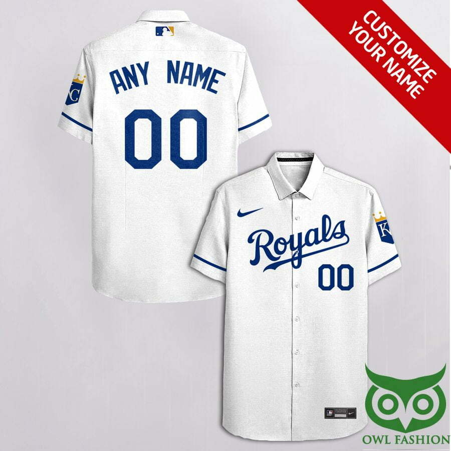 Customized Kansas City Royals White With Team On Sleeves Hawaiian Shirt - Famjoys Customized Kansas City Royals White With Team On Sleeves Hawaiian Shirt - Famjoys