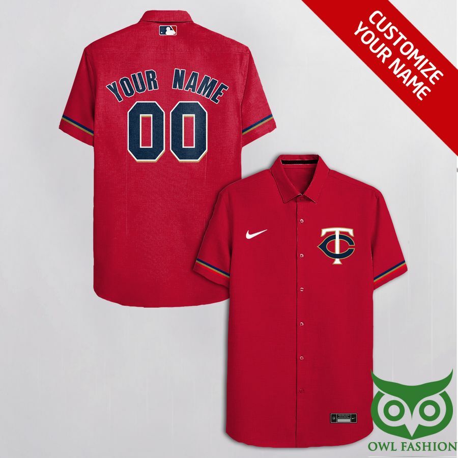 Customized Minnesota Twins Red With White And Team Hawaiian Shirt - Famjoys Customized Minnesota Twins Red With White And Team Hawaiian Shirt - Famjoys
