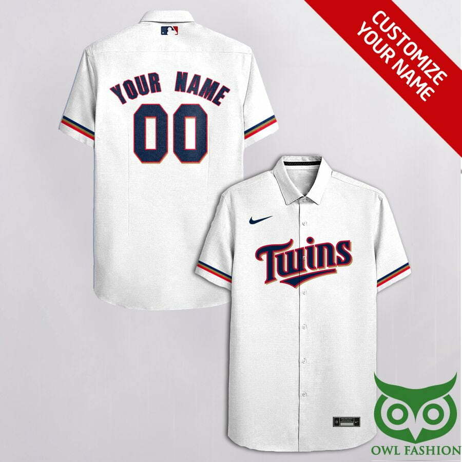 Customized Minnesota Twins White With Blue Hawaiian Shirt - Famjoys Customized Minnesota Twins White With Blue Hawaiian Shirt - Famjoys