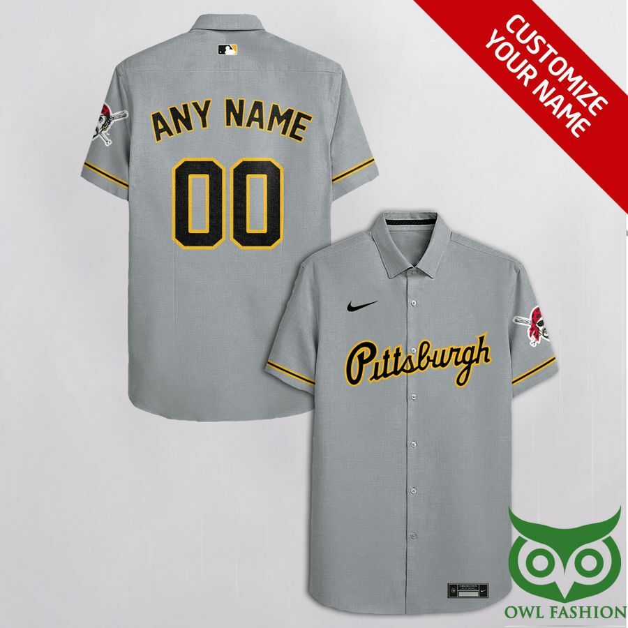 Customized Pittsburgh Pirates Gray With Black Cassette Hawaiian Shirt - Famjoys Customized Pittsburgh Pirates Gray With Black Cassette Hawaiian Shirt - Famjoys