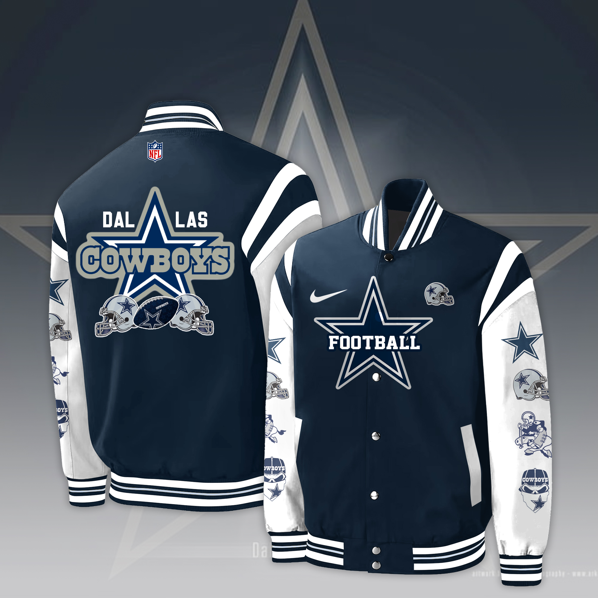 Dallas Cowboy Baseball Jacket ( - Famjoys Dallas Cowboy Baseball Jacket ( - Famjoys