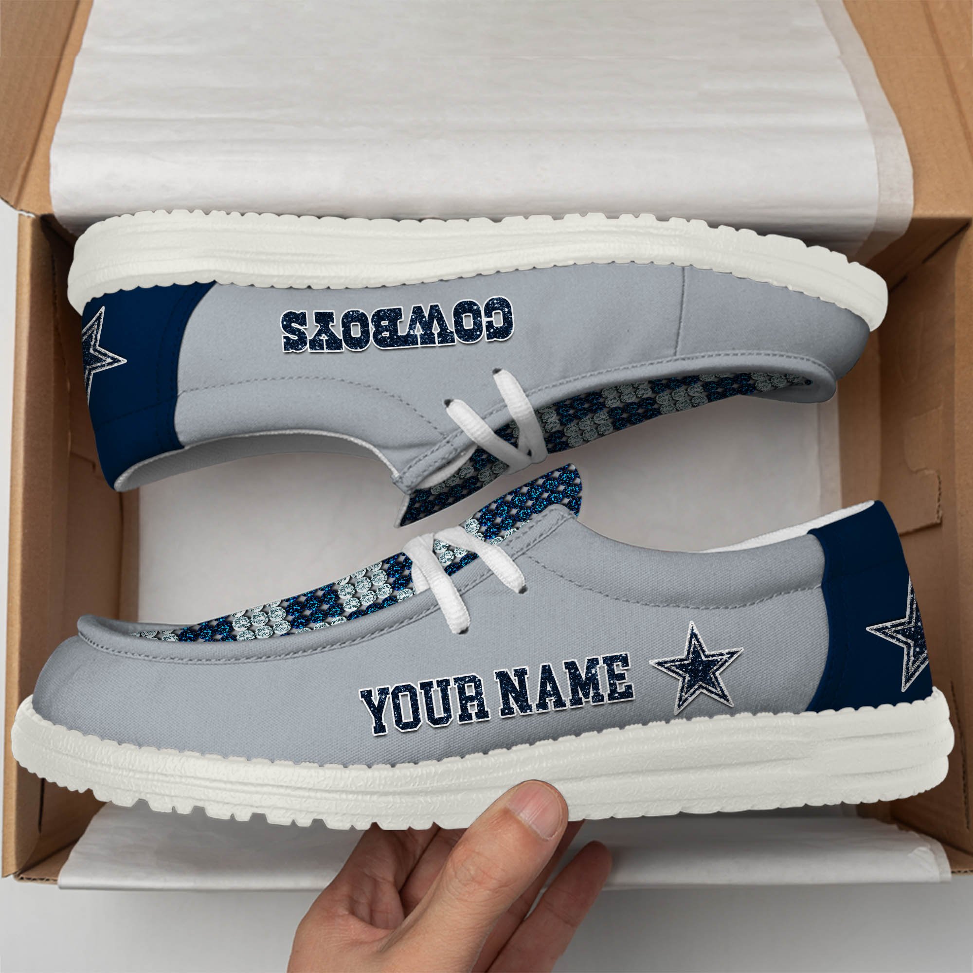 Dallas Cowboys 32 Teams HeyDude Canvas Loafer Shoes Personalized Your Name - Famjoys Dallas Cowboys 32 Teams HeyDude Canvas Loafer Shoes Personalized Your Name - Famjoys