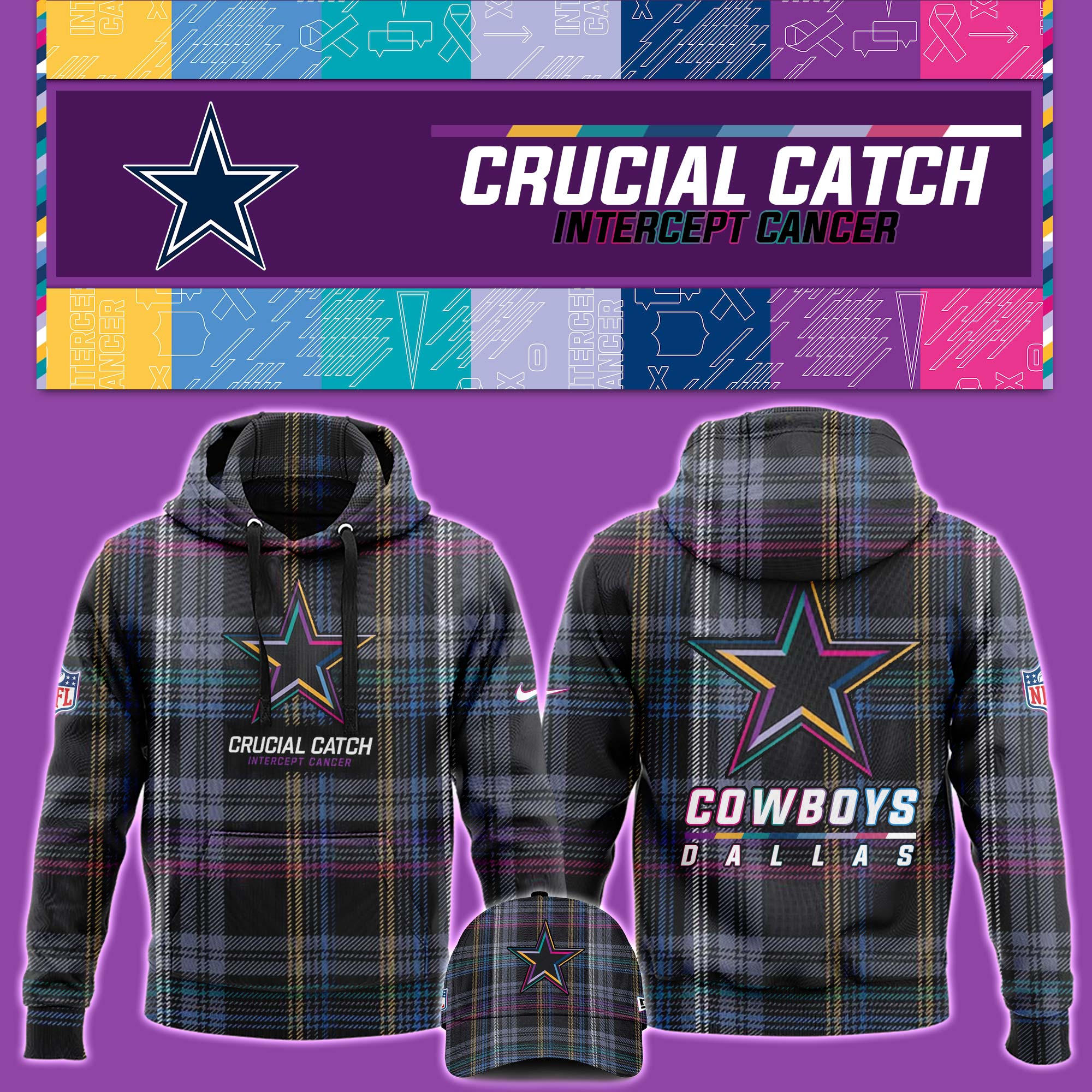 Dallas Cowboys Black 202 Crucial Catch Club Pullover Hoodie - Famjoys Dallas Cowboys Black 202 Crucial Catch Club Pullover Hoodie - Famjoys