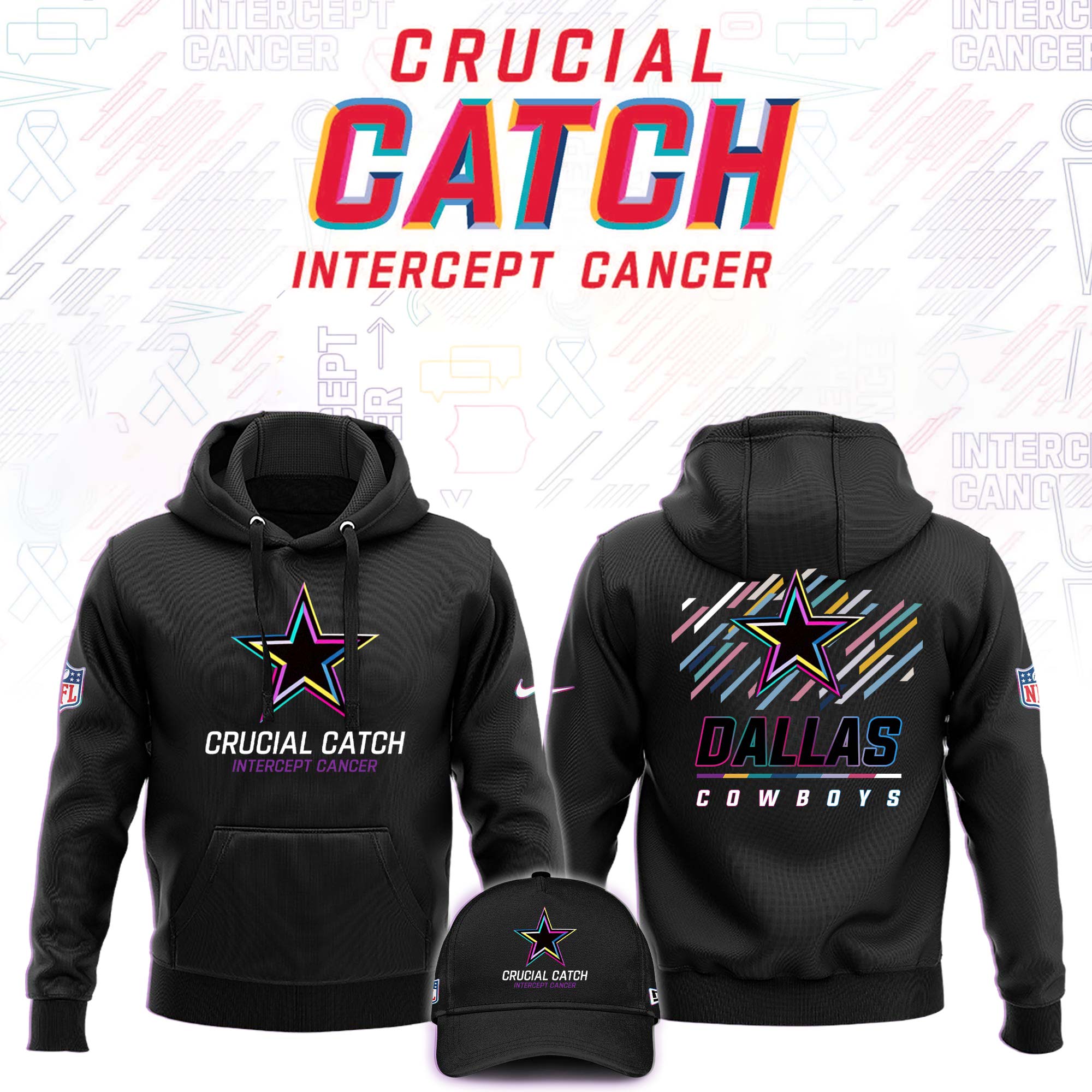 Dallas Cowboys Black 202 Crucial Catch Club Pullover Hoodie - Famjoys Dallas Cowboys Black 202 Crucial Catch Club Pullover Hoodie - Famjoys