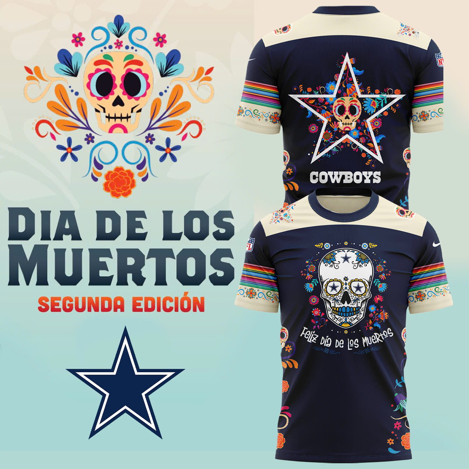 Dallas Cowboys Dia De Los Muertos Premium Tee - Famjoys Dallas Cowboys Dia De Los Muertos Premium Tee - Famjoys