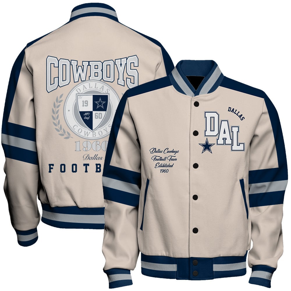 Dallas Cowboys - Feel The Power Unisex Varsity Jacket - Famjoys Dallas Cowboys - Feel The Power Unisex Varsity Jacket - Famjoys