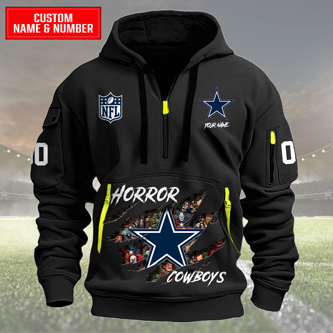 Dallas Cowboys Halloween Horror Collection Personalize Quarter Zip Hoodie AZCAQZH000005 - Famjoys Dallas Cowboys Halloween Horror Collection Personalize Quarter Zip Hoodie AZCAQZH000005 - Famjoys