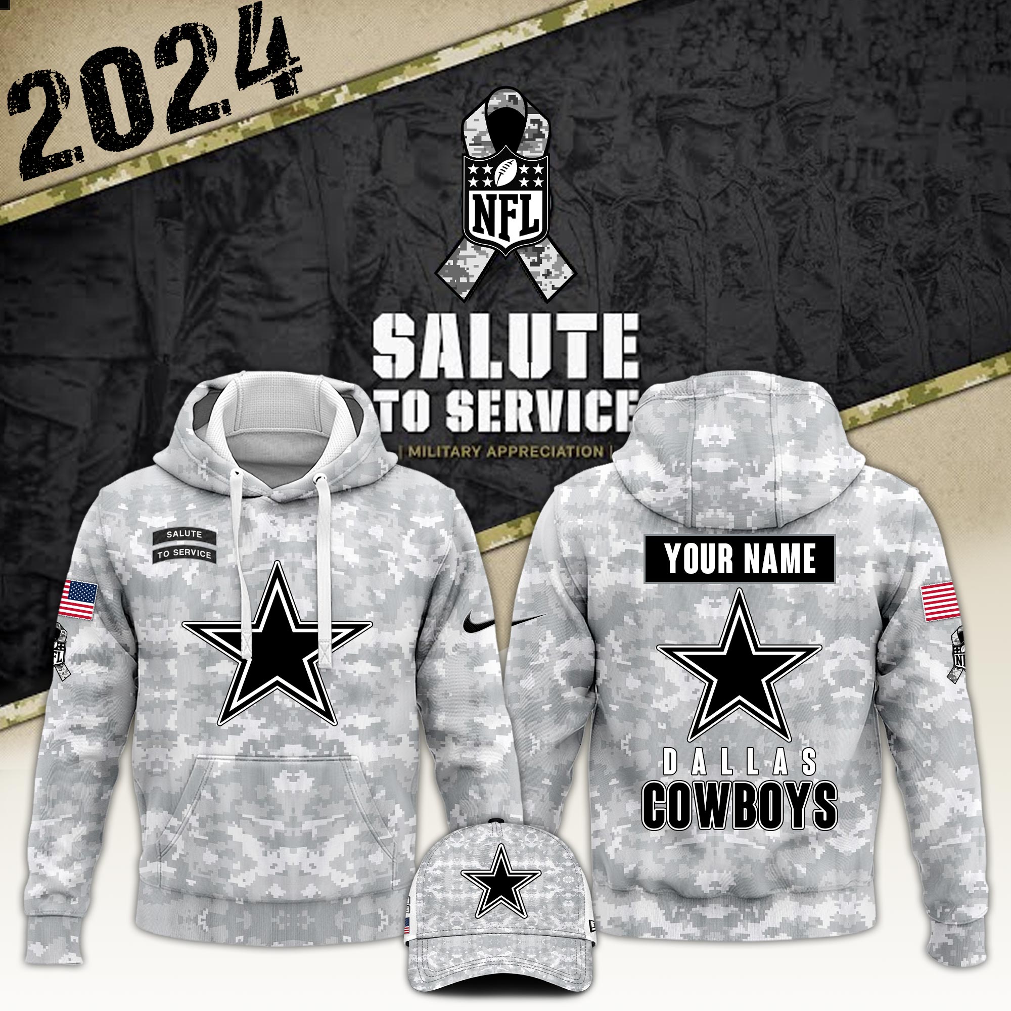Dallas Cowboys Hoodie Camo Salute to Service Club - Famjoys Dallas Cowboys Hoodie Camo Salute to Service Club - Famjoys