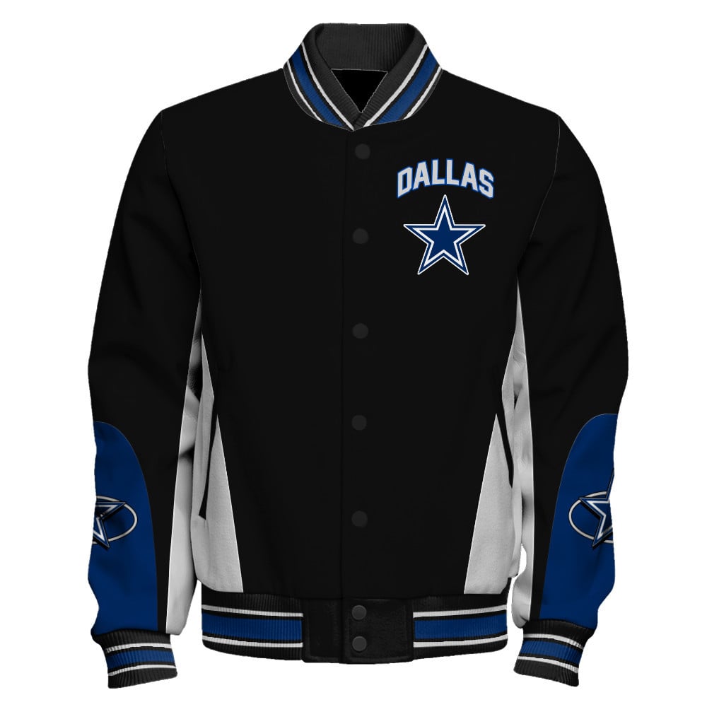 Dallas Cowboys - In Sync With The Home Team Unisex Varsity Jacket - Famjoys Dallas Cowboys - In Sync With The Home Team Unisex Varsity Jacket - Famjoys
