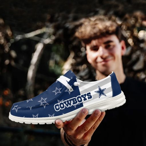 Dallas Cowboys Logo Pattern Hey Dude Shoes - Famjoys Dallas Cowboys Logo Pattern Hey Dude Shoes - Famjoys