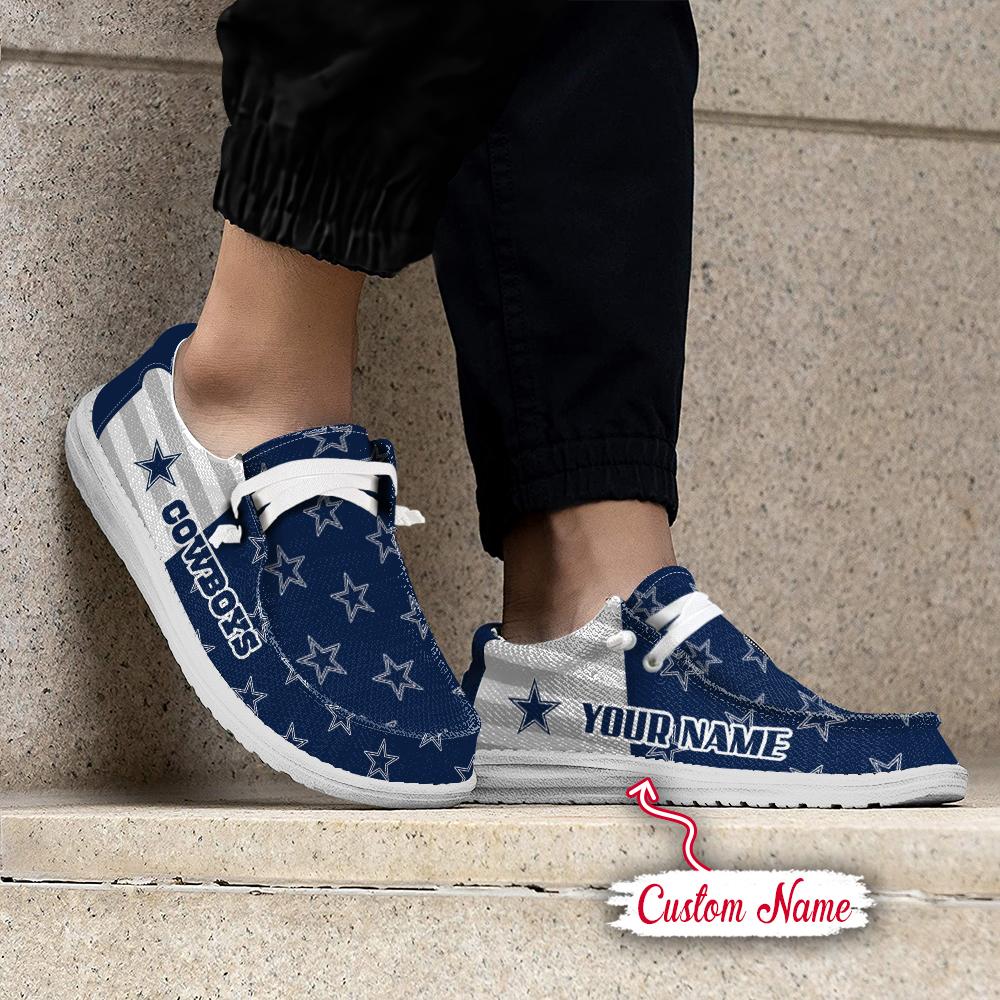 Dallas Cowboys Logo Pattern Hey Dude Shoes - Famjoys Dallas Cowboys Logo Pattern Hey Dude Shoes - Famjoys