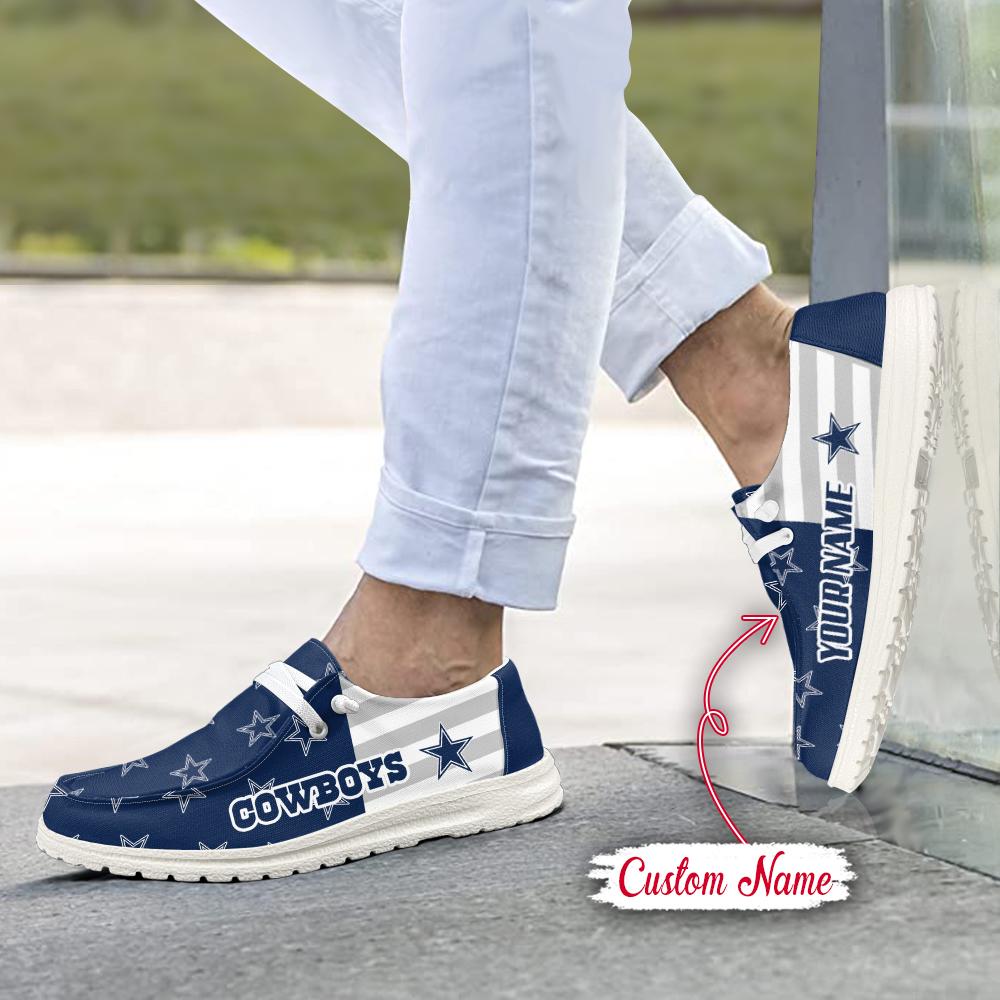 Dallas Cowboys Logo Pattern Hey Dude Shoes - Famjoys Dallas Cowboys Logo Pattern Hey Dude Shoes - Famjoys