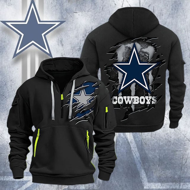 Dallas Cowboys New Personalized Quarter Zip Hoodie AZBTQZH000061 - Famjoys Dallas Cowboys New Personalized Quarter Zip Hoodie AZBTQZH000061 - Famjoys