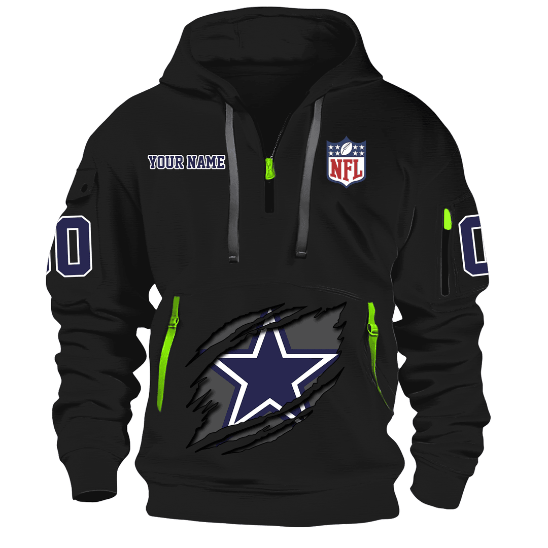 Dallas Cowboys New Personalized Quarter Zip Hoodie AZBTQZH000083 - Famjoys Dallas Cowboys New Personalized Quarter Zip Hoodie AZBTQZH000083 - Famjoys