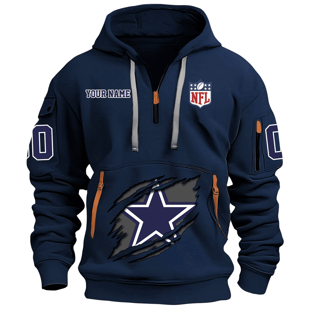 Dallas Cowboys New Personalized Quarter Zip Hoodie AZBTQZH000083 - Famjoys Dallas Cowboys New Personalized Quarter Zip Hoodie AZBTQZH000083 - Famjoys