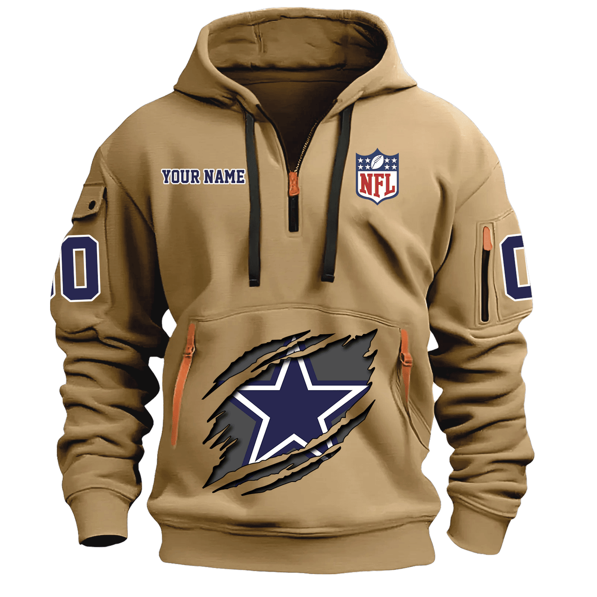 Dallas Cowboys New Personalized Quarter Zip Hoodie AZBTQZH000083 - Famjoys Dallas Cowboys New Personalized Quarter Zip Hoodie AZBTQZH000083 - Famjoys