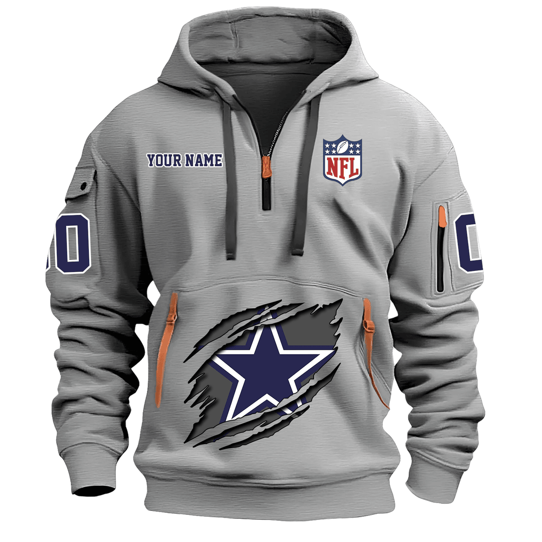Dallas Cowboys New Personalized Quarter Zip Hoodie AZBTQZH000083 - Famjoys Dallas Cowboys New Personalized Quarter Zip Hoodie AZBTQZH000083 - Famjoys