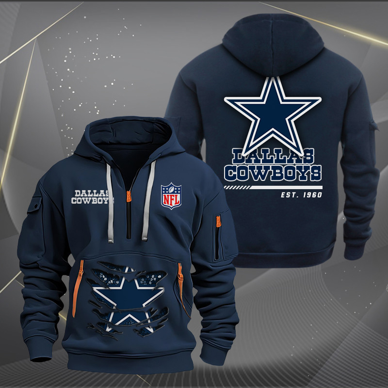Dallas Cowboys New Personalized Quarter Zip Hoodie AZBTQZH000103 - Famjoys Dallas Cowboys New Personalized Quarter Zip Hoodie AZBTQZH000103 - Famjoys