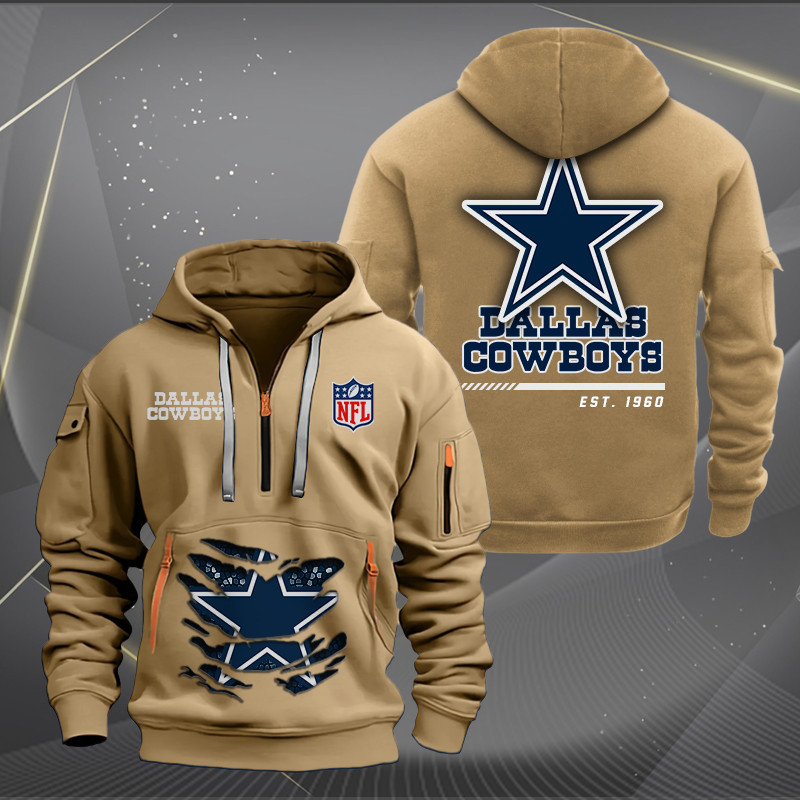 Dallas Cowboys New Personalized Quarter Zip Hoodie AZBTQZH000103 - Famjoys Dallas Cowboys New Personalized Quarter Zip Hoodie AZBTQZH000103 - Famjoys