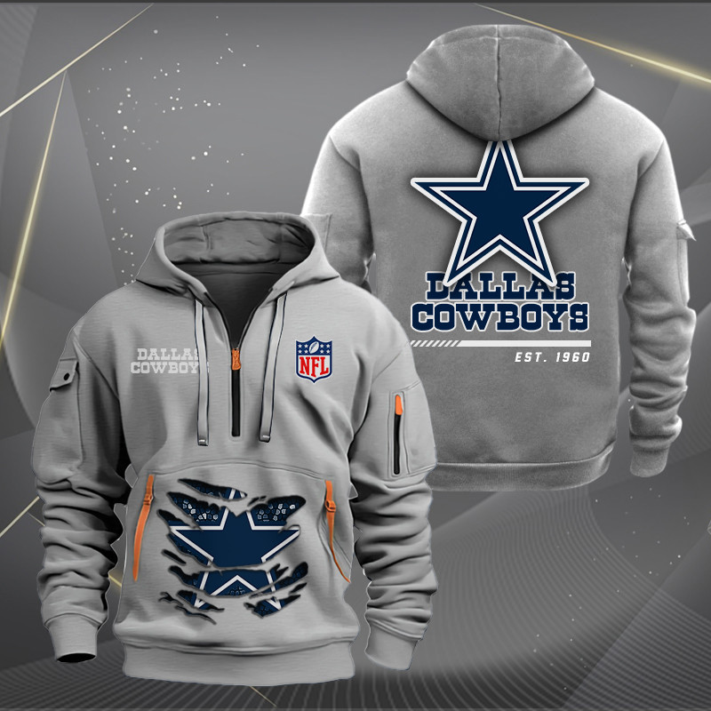 Dallas Cowboys New Personalized Quarter Zip Hoodie AZBTQZH000103 - Famjoys Dallas Cowboys New Personalized Quarter Zip Hoodie AZBTQZH000103 - Famjoys