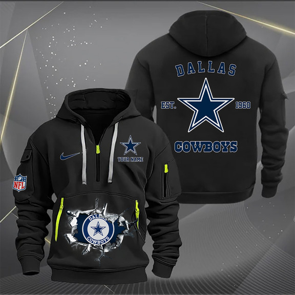 Dallas Cowboys New Personalized Quarter Zip Hoodie AZBTQZH000132 - Famjoys Dallas Cowboys New Personalized Quarter Zip Hoodie AZBTQZH000132 - Famjoys