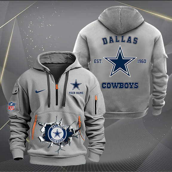 Dallas Cowboys New Personalized Quarter Zip Hoodie AZBTQZH000132 - Famjoys Dallas Cowboys New Personalized Quarter Zip Hoodie AZBTQZH000132 - Famjoys