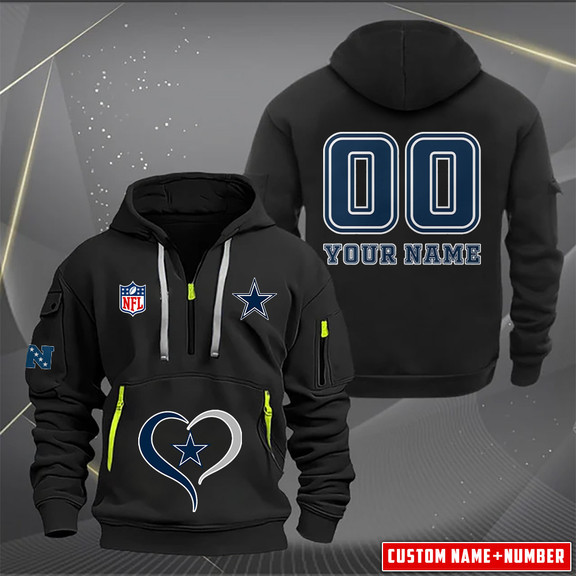 Dallas Cowboys New Personalized Quarter Zip Hoodie AZBTQZH000145 - Famjoys Dallas Cowboys New Personalized Quarter Zip Hoodie AZBTQZH000145 - Famjoys