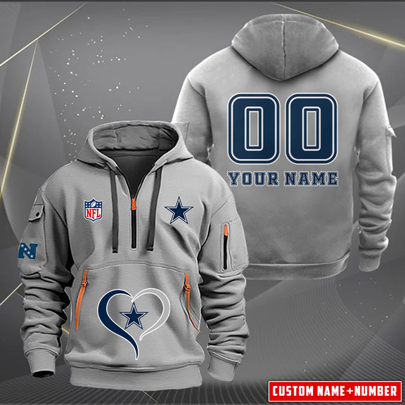 Dallas Cowboys New Personalized Quarter Zip Hoodie AZBTQZH000145 - Famjoys Dallas Cowboys New Personalized Quarter Zip Hoodie AZBTQZH000145 - Famjoys