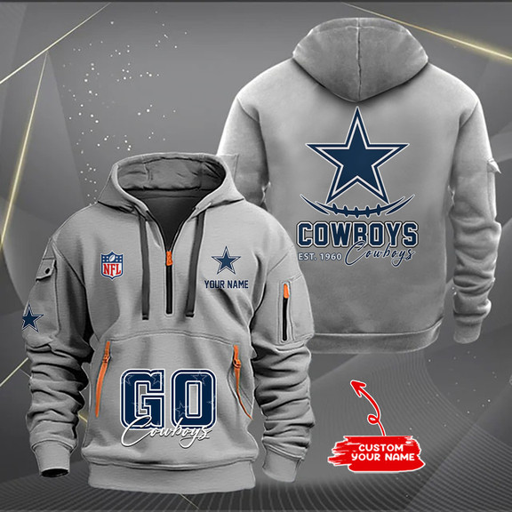Dallas Cowboys New Personalized Quarter Zip Hoodie AZBTQZH000157 - Famjoys Dallas Cowboys New Personalized Quarter Zip Hoodie AZBTQZH000157 - Famjoys