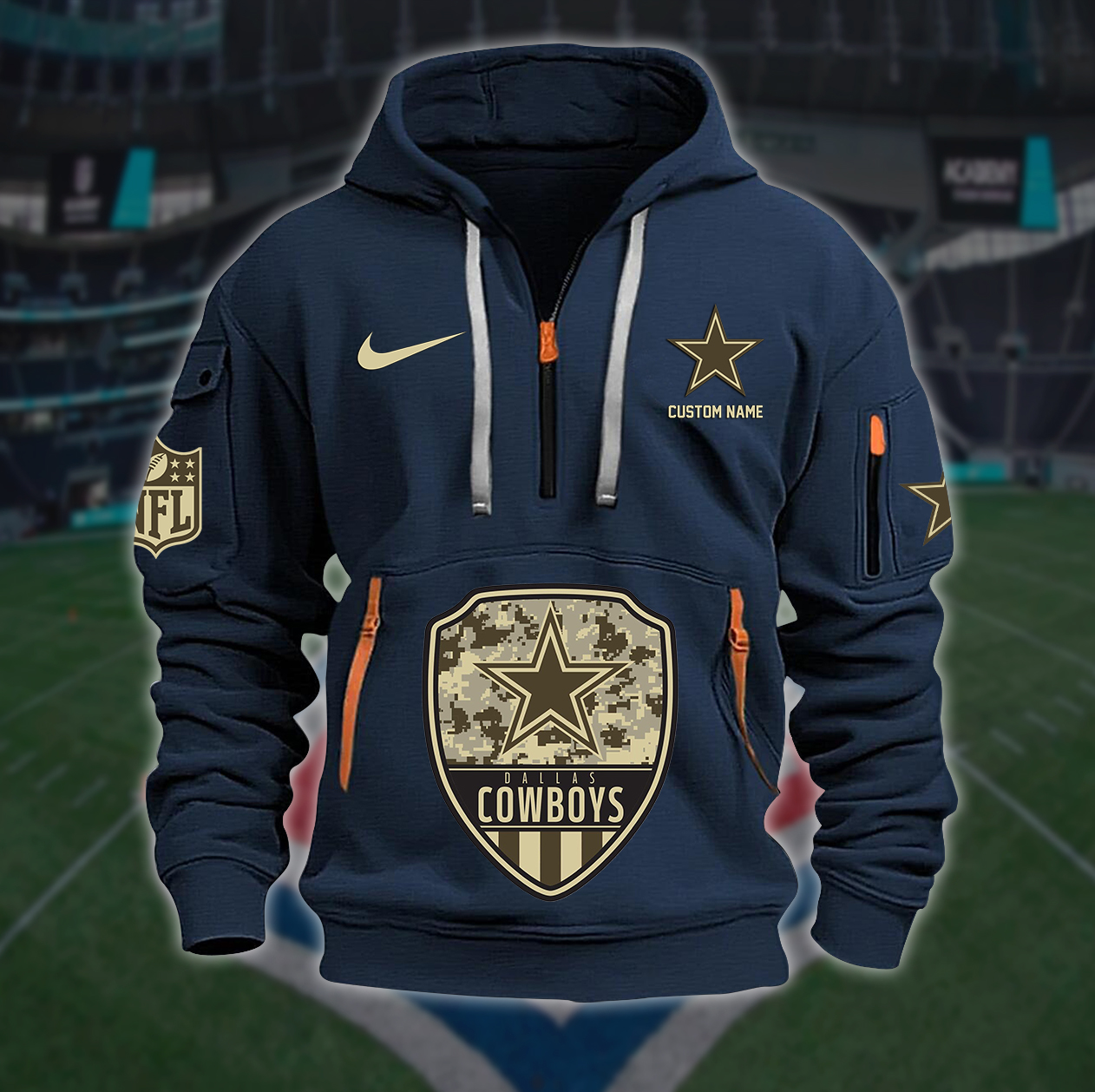 Dallas Cowboys New Personalized Quarter Zip Hoodie AZBTQZH000181 - Famjoys Dallas Cowboys New Personalized Quarter Zip Hoodie AZBTQZH000181 - Famjoys