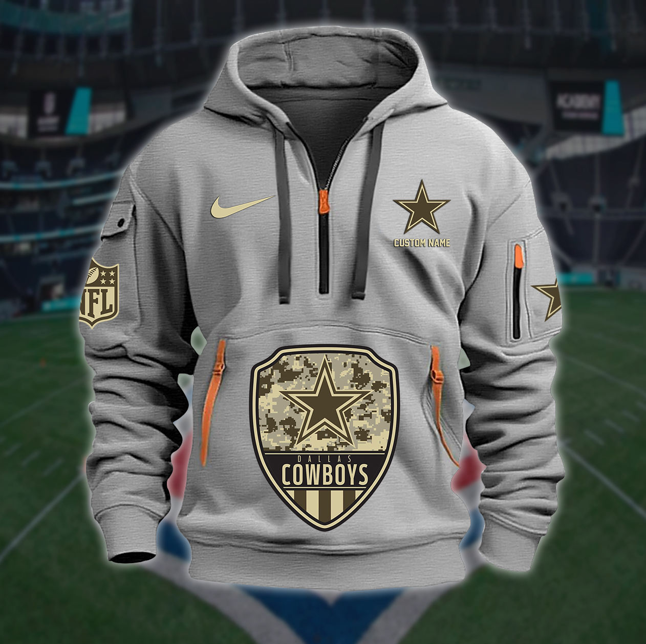 Dallas Cowboys New Personalized Quarter Zip Hoodie AZBTQZH000181 - Famjoys Dallas Cowboys New Personalized Quarter Zip Hoodie AZBTQZH000181 - Famjoys