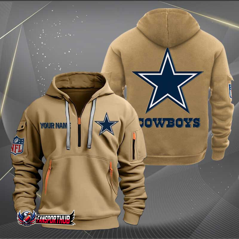 Dallas Cowboys New Personalized Quarter Zip Hoodie AZBTQZH000230 - Famjoys Dallas Cowboys New Personalized Quarter Zip Hoodie AZBTQZH000230 - Famjoys