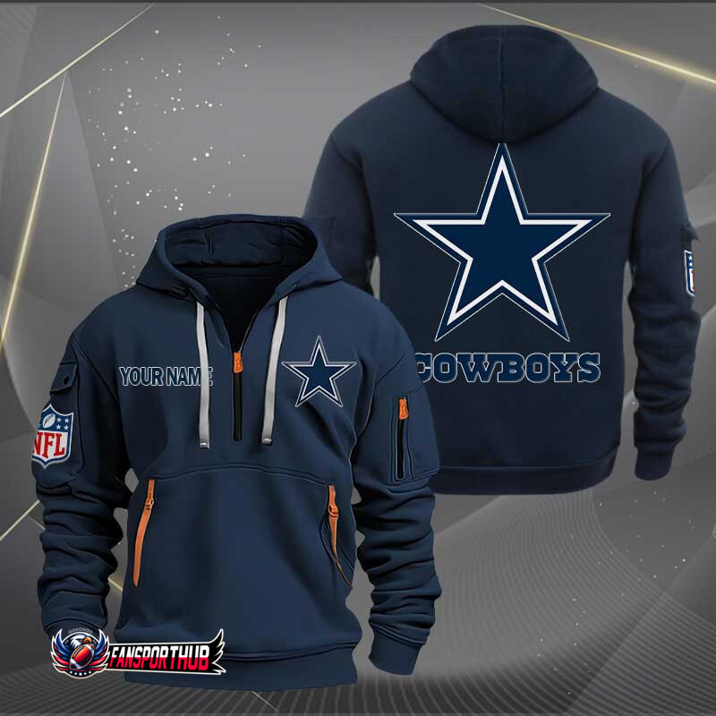 Dallas Cowboys New Personalized Quarter Zip Hoodie AZBTQZH000230 - Famjoys Dallas Cowboys New Personalized Quarter Zip Hoodie AZBTQZH000230 - Famjoys