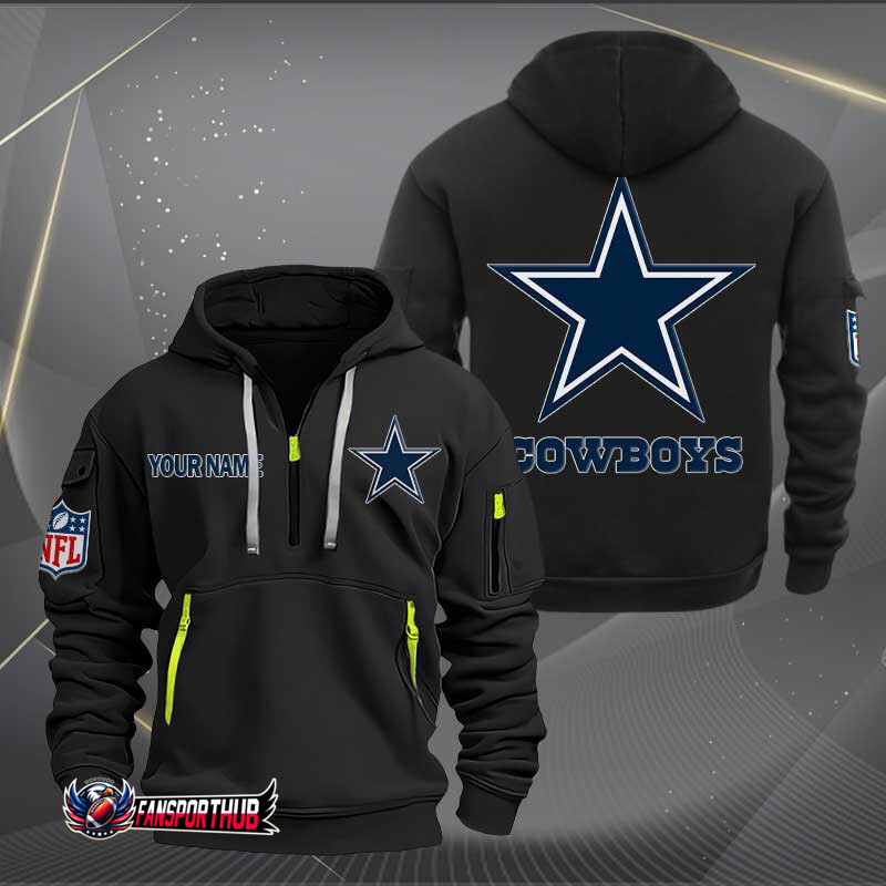 Dallas Cowboys New Personalized Quarter Zip Hoodie AZBTQZH000230 - Famjoys Dallas Cowboys New Personalized Quarter Zip Hoodie AZBTQZH000230 - Famjoys