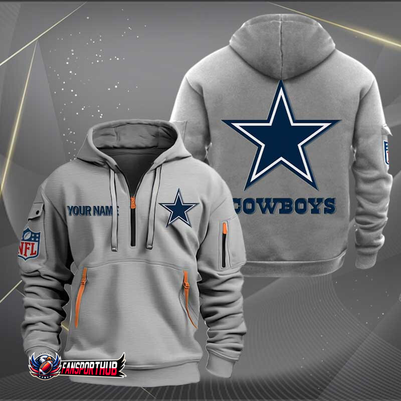 Dallas Cowboys New Personalized Quarter Zip Hoodie AZBTQZH000230 - Famjoys Dallas Cowboys New Personalized Quarter Zip Hoodie AZBTQZH000230 - Famjoys