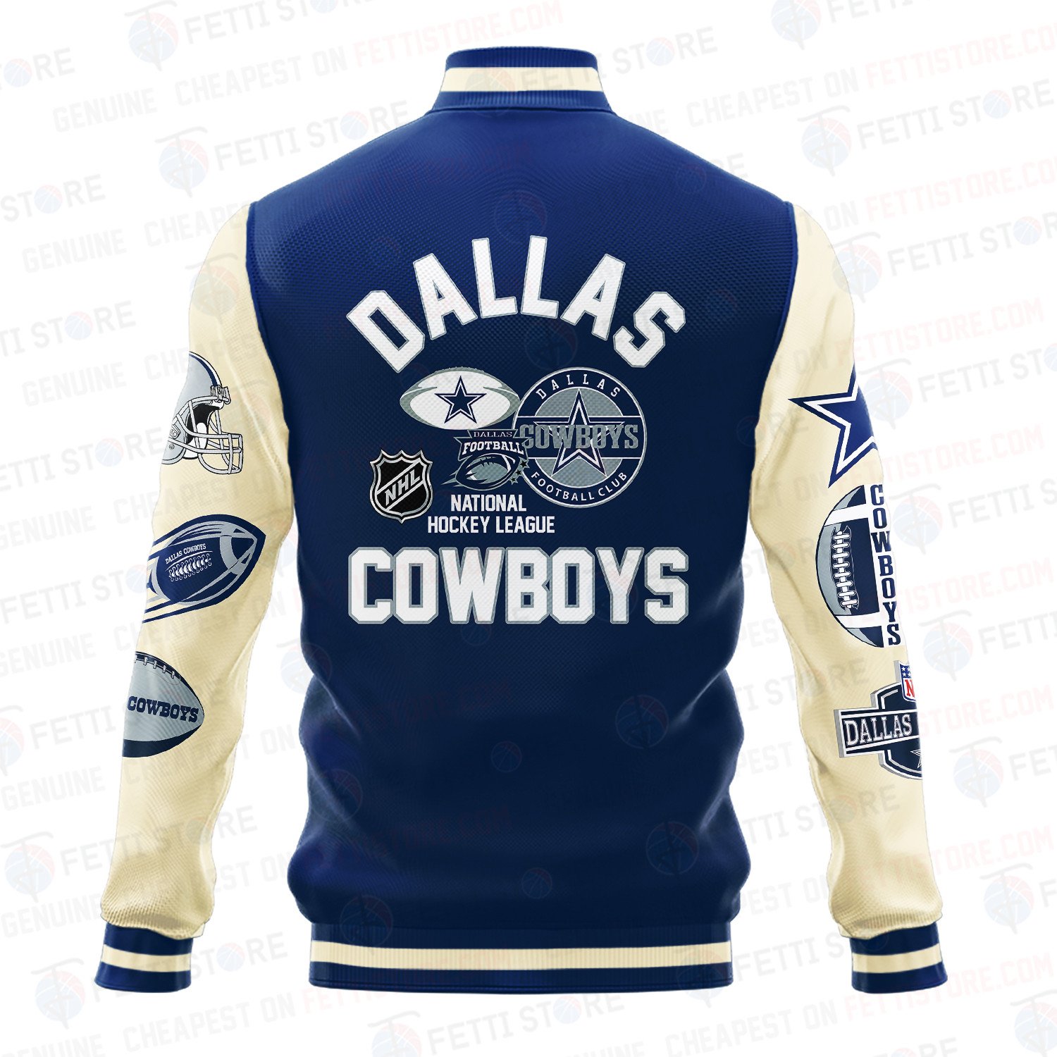 Dallas Cowboys Pattern Varsity Jacket - Famjoys Dallas Cowboys Pattern Varsity Jacket - Famjoys
