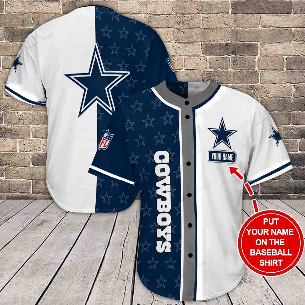 Dallas Cowboys Personalized Baseball Jersey Shirt 2 - Famjoys Dallas Cowboys Personalized Baseball Jersey Shirt 2 - Famjoys