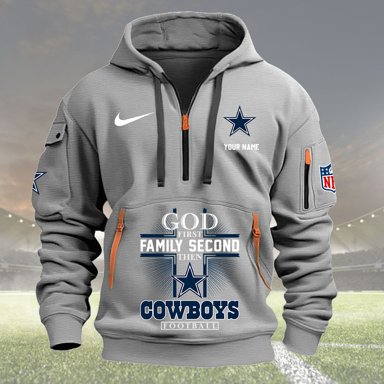 Dallas Cowboys Personalized Quarter Zip Hoodie New Collection AZBTQZH000249 - Famjoys Dallas Cowboys Personalized Quarter Zip Hoodie New Collection AZBTQZH000249 - Famjoys