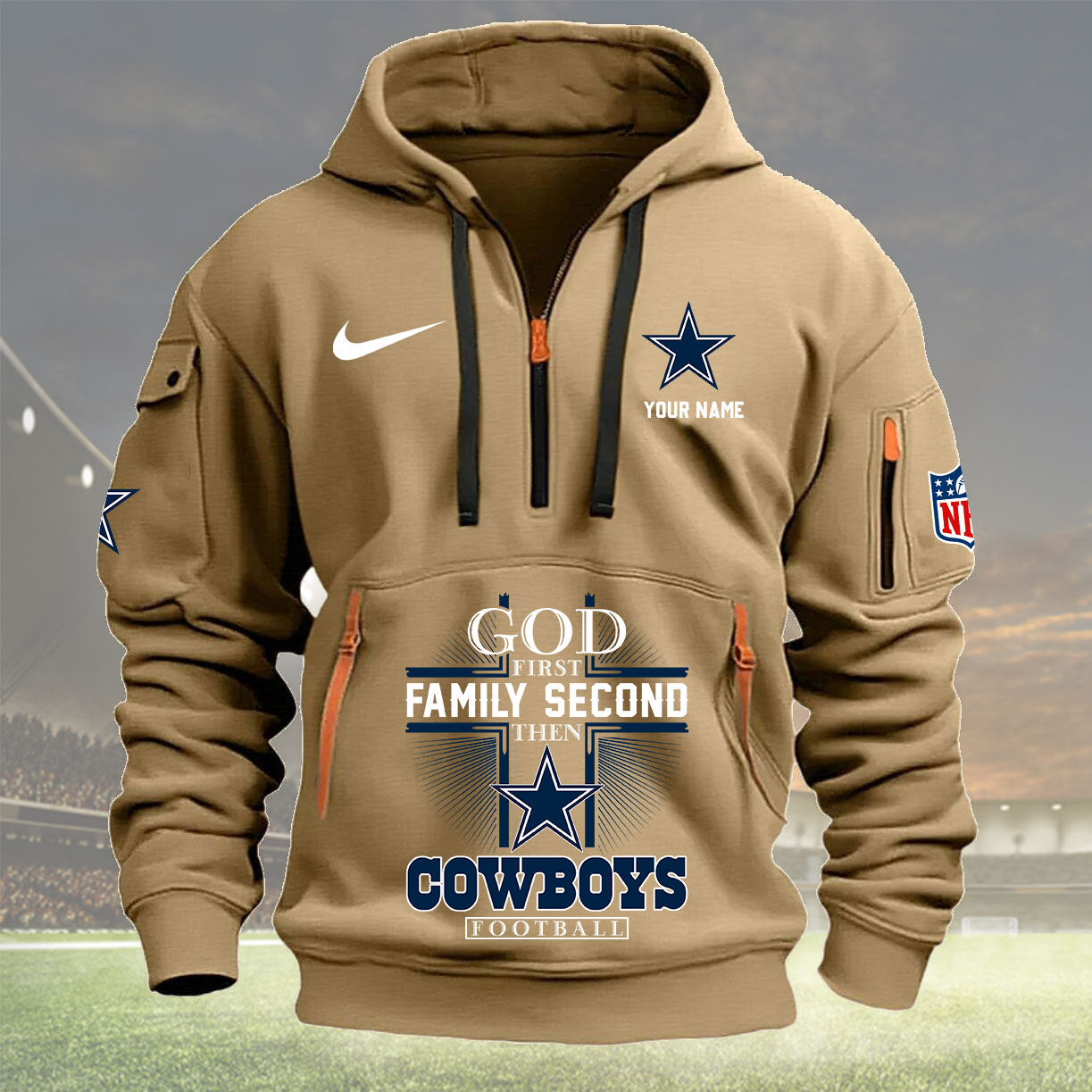 Dallas Cowboys Personalized Quarter Zip Hoodie New Collection AZBTQZH000249 - Famjoys Dallas Cowboys Personalized Quarter Zip Hoodie New Collection AZBTQZH000249 - Famjoys